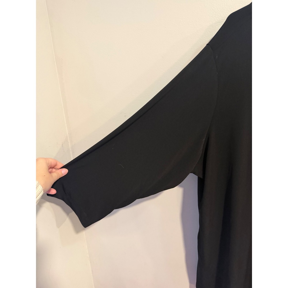Susan Graver Modern Essentials Black Liquid Knit Tunic Top 3XP 3X Petite 3/4